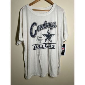 Dallas Cowboys Women’s 47 Brand White and Blue T-shirt Size Large New